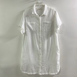 WEATHERPROOF Beach BBQ Casual Pool 100% Cotton Gauze 4 Pocket White Shirtdress L